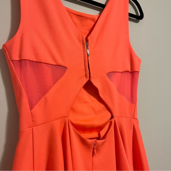 Guess Bright Coral Dress with Mesh Cutouts Size Small - Picture 3 of 8